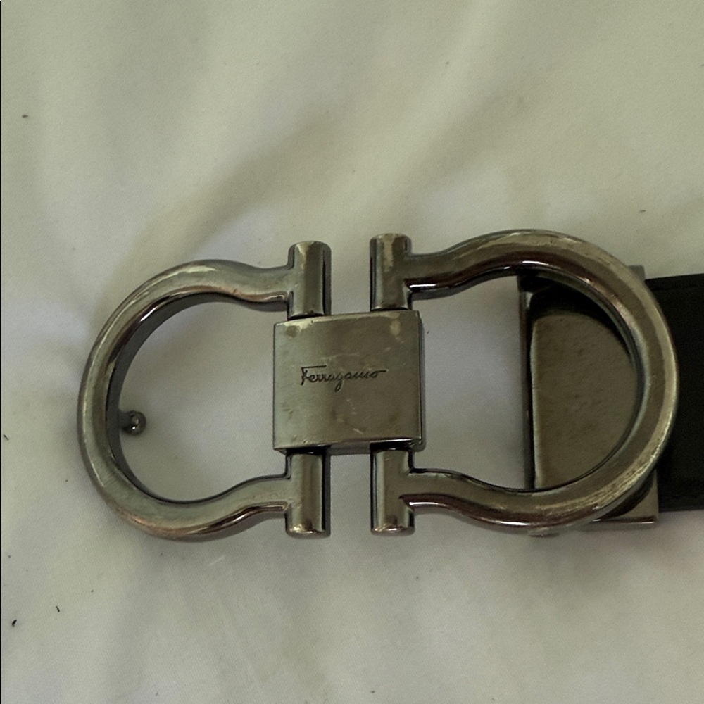 Salvatore Ferragamo Black and Silver Belt